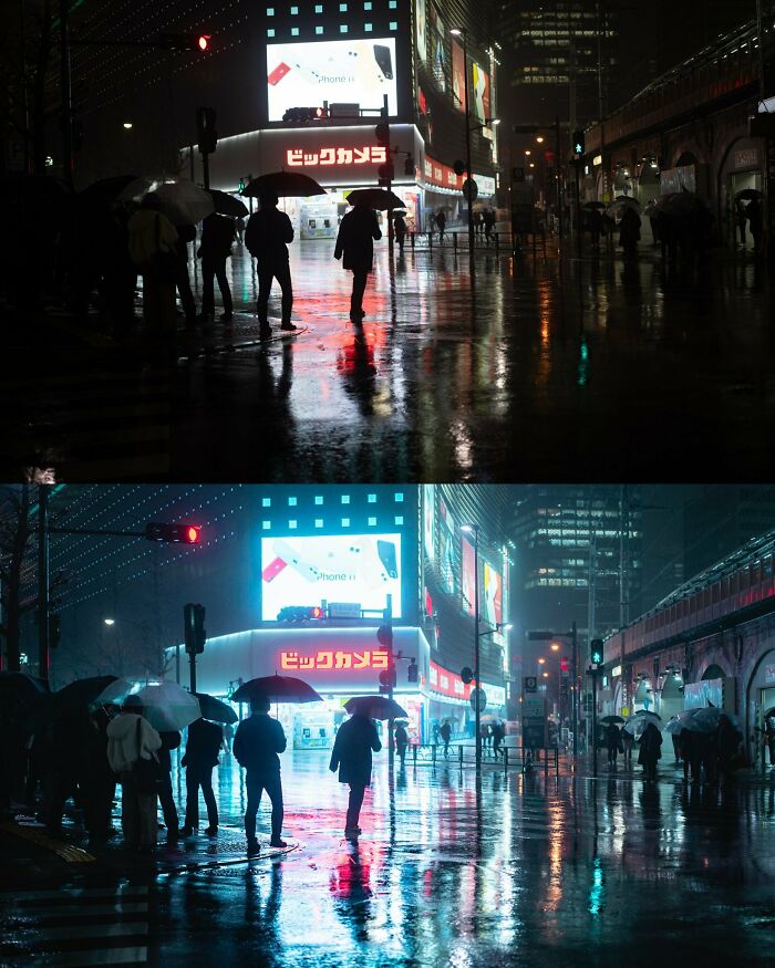 Rainy Tokyo - Before / After