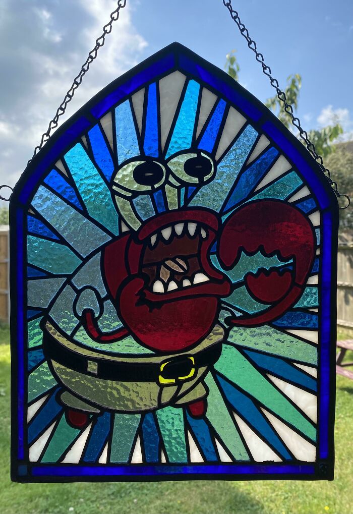 I Made A Stained Glass Mr Krabs From Spongebob Squarepants