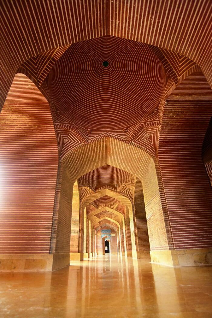 La mezquita de Shah Jahan, del siglo XVII, en Pakistán, notable por su mampostería geométrica