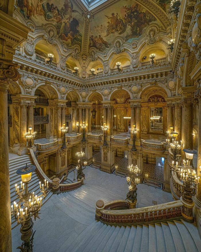 Grand Staircase Of The Second Empire Style Palais Garnier Completed In 1875, 9th Arrondissement Of Paris, France