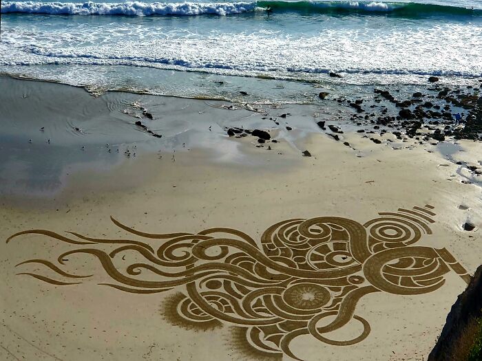 I Created This Sand Raking Art On The Beach. Dana Point, Ca 2021