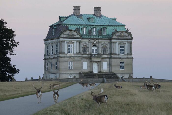 Hermitage Hunting Lodge, A 18th Century Baroque Hunting Lodge Built To Host Royal Banquets During The Royal Hunts In Jægersborg Dyrehave, A Forest Park North Of Copenhagen, Denmark