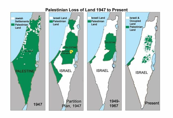 Progression Of Palestinian Land Loss Since 1947. It Isn't Just Two Countries With A Border