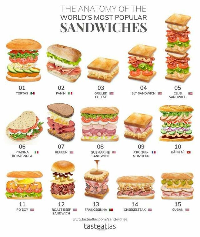 Guide To The Anatomy Of The World's Most Popular Sandwiches