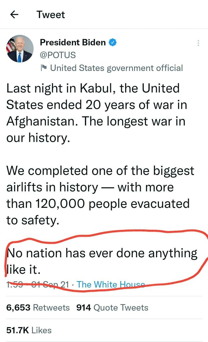 "No Nation Has Ever Done Anything Like It." About US Evacuating Afghanistan