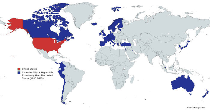 Countries With A Higher Life Expectancy Than The United States (World Health Organization 2019)