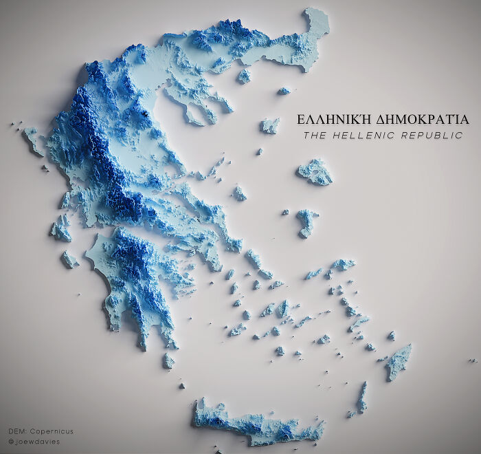 Modelo digital de la elevación de Grecia