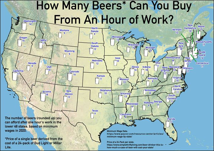 How Many Beers Can You Buy From An Hour Of Work In Your State?