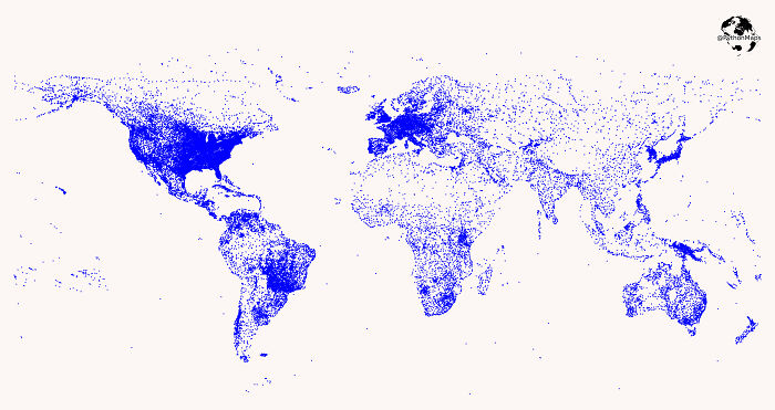 ¿Dónde están los aeropuertos del mundo? Este mapa muestra la ubicación de los aeropuertos y helipuertos del mundo