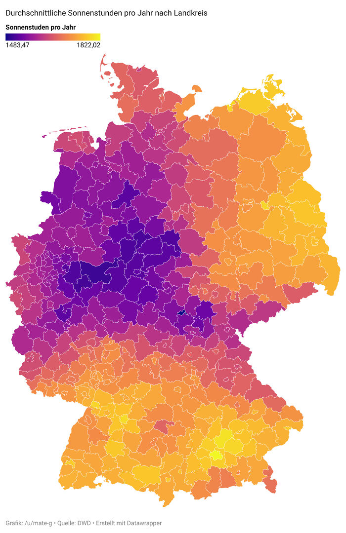 Media anual de horas de sol en Alemania