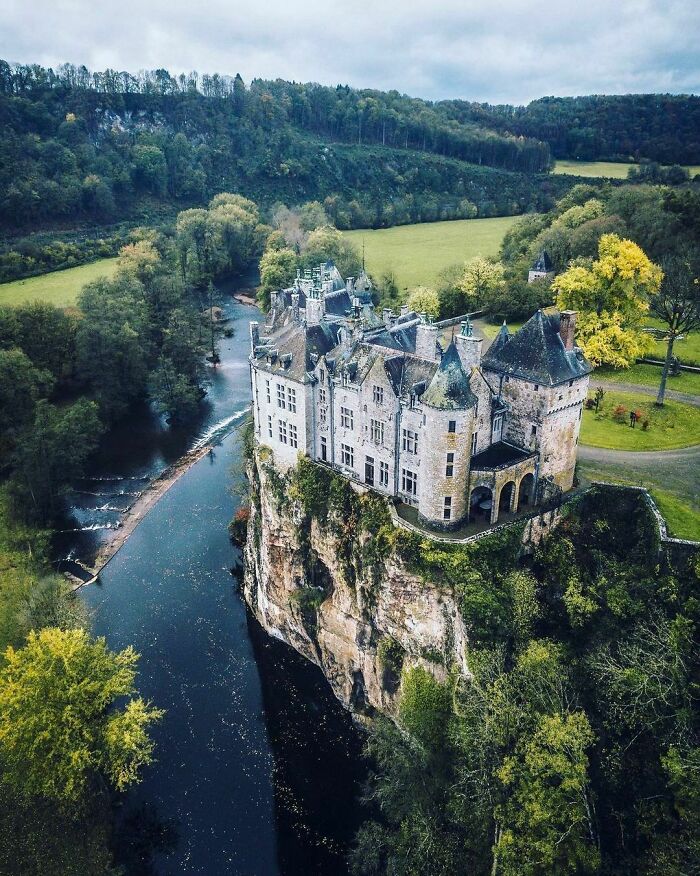 Walzin Castle On A Cliff Overlooking The River Lesse, A Castle That Started Construction In The 13th Century And Was Restored Several Times Since, Namur, Wallonia, Belgium
