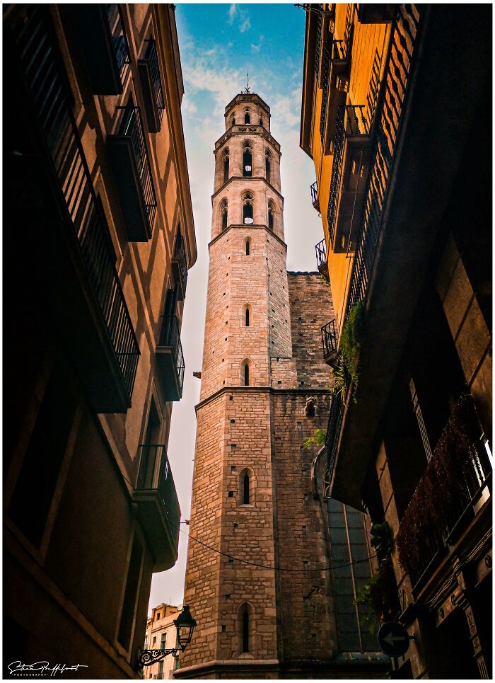 A Bell Tower In Barcelona, Spain