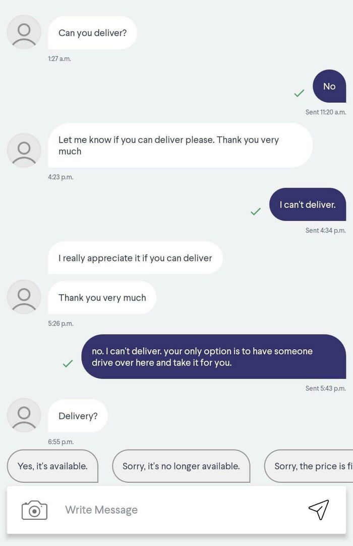 To Tell Someone They Can't Deliver
