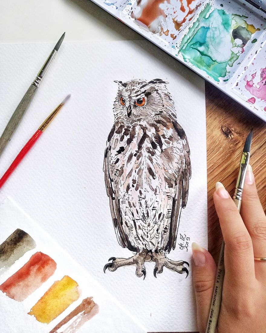 I Painted My First Owl 3 Years Ago, And Haven't Been Able To Stop Since (36 Pics)