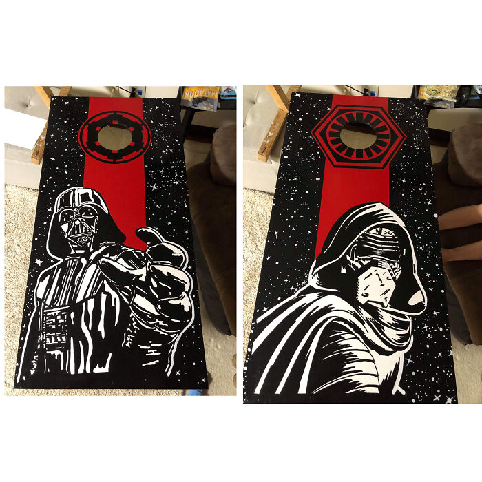 Death Vader And Kylo Ren Cornhole Boards.