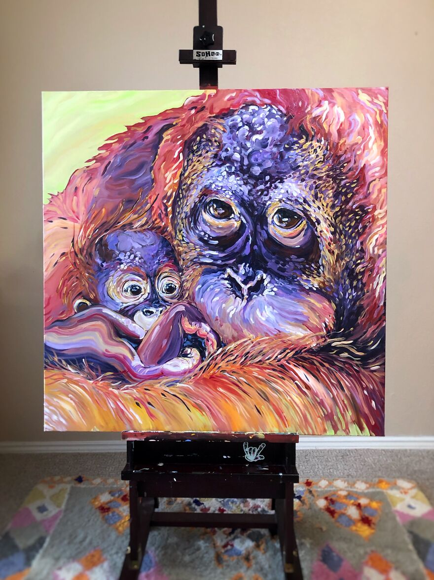 I Paint Magical Wildlife Paintings Using Thick Brush Strokes, Bold Color, And Lots Of Gold Dots.