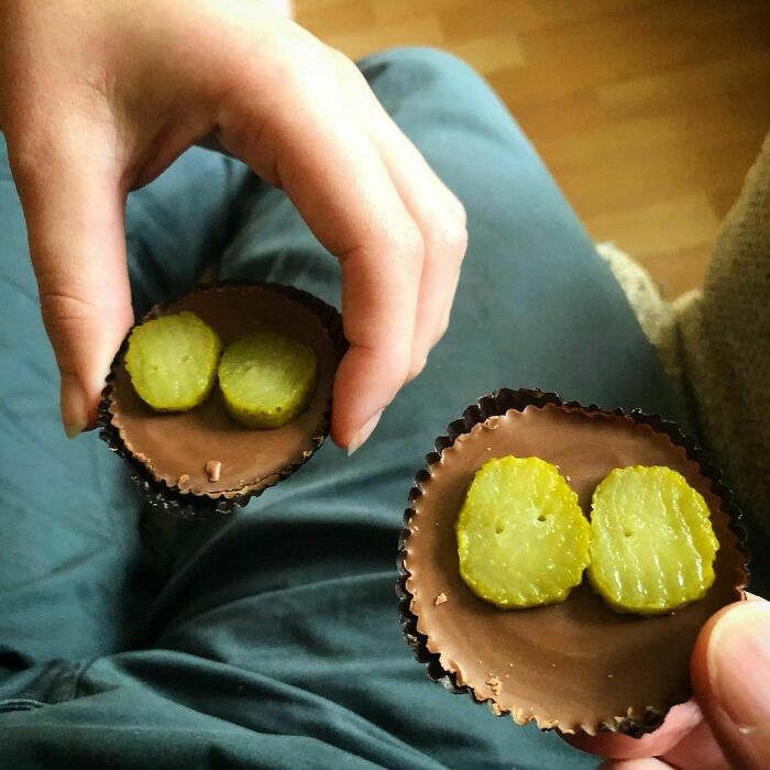 Weird Food Combinations Continue. This Time - Reese's Peanut Butter Cups With Gherkin