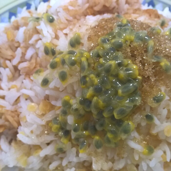 I'm Almost Convinced That Nobody Has Ever Done This Combination Before. Rice, Soy Sauce, Sugar And Passionfruit