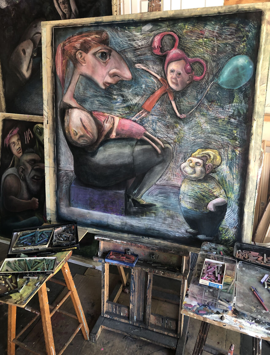 "Birthday Party" Mixed Media Work On The Easel