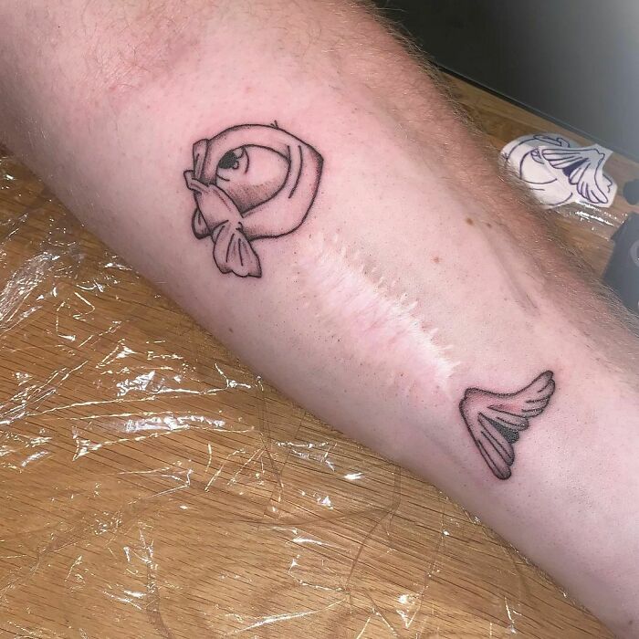 Fish Tattoo Blending In With The Scar