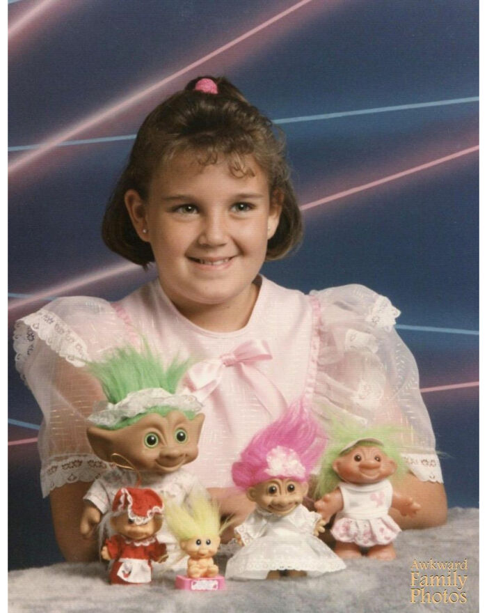 This Is My Little Sister In 4th Grade. My Mom Took Us To Get Our Pictures Made, And My Mom And Sister Thought It Would Be A Great Idea To Add The Trolls Into The Mix. As You Can See: Awkward Gold!