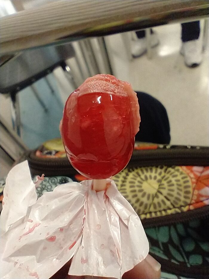 A Blow Pop That Looks Like A Sad Zombie
