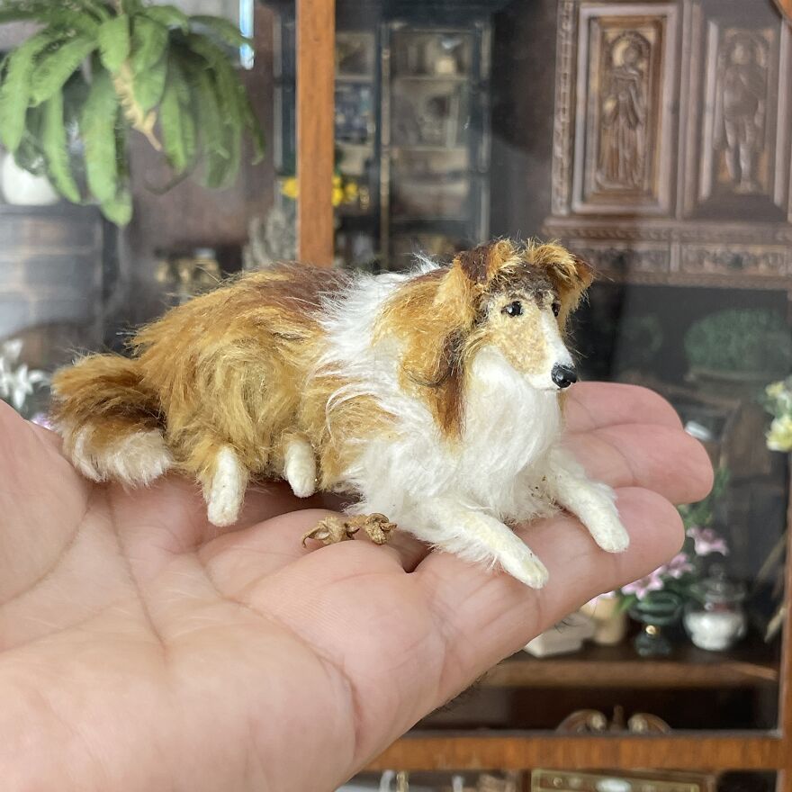 Dollhouse Miniature Sleeping Spotted Puppy 