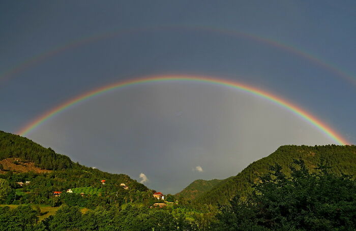 I Was Lucky Enough To Take A Picture Of This Double Rainbow After The Summer Storm :)