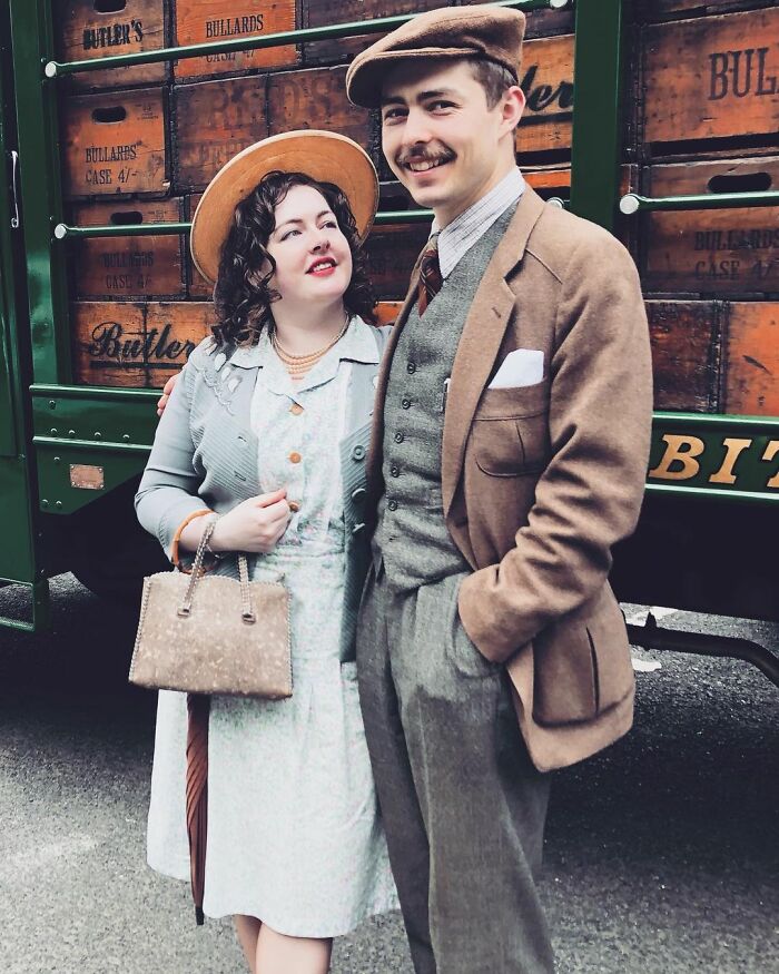 Engaged Young Couple Lives Like It's The 1930s With Vintage Clothes, Home, Tools, And A Car (30 Pics)