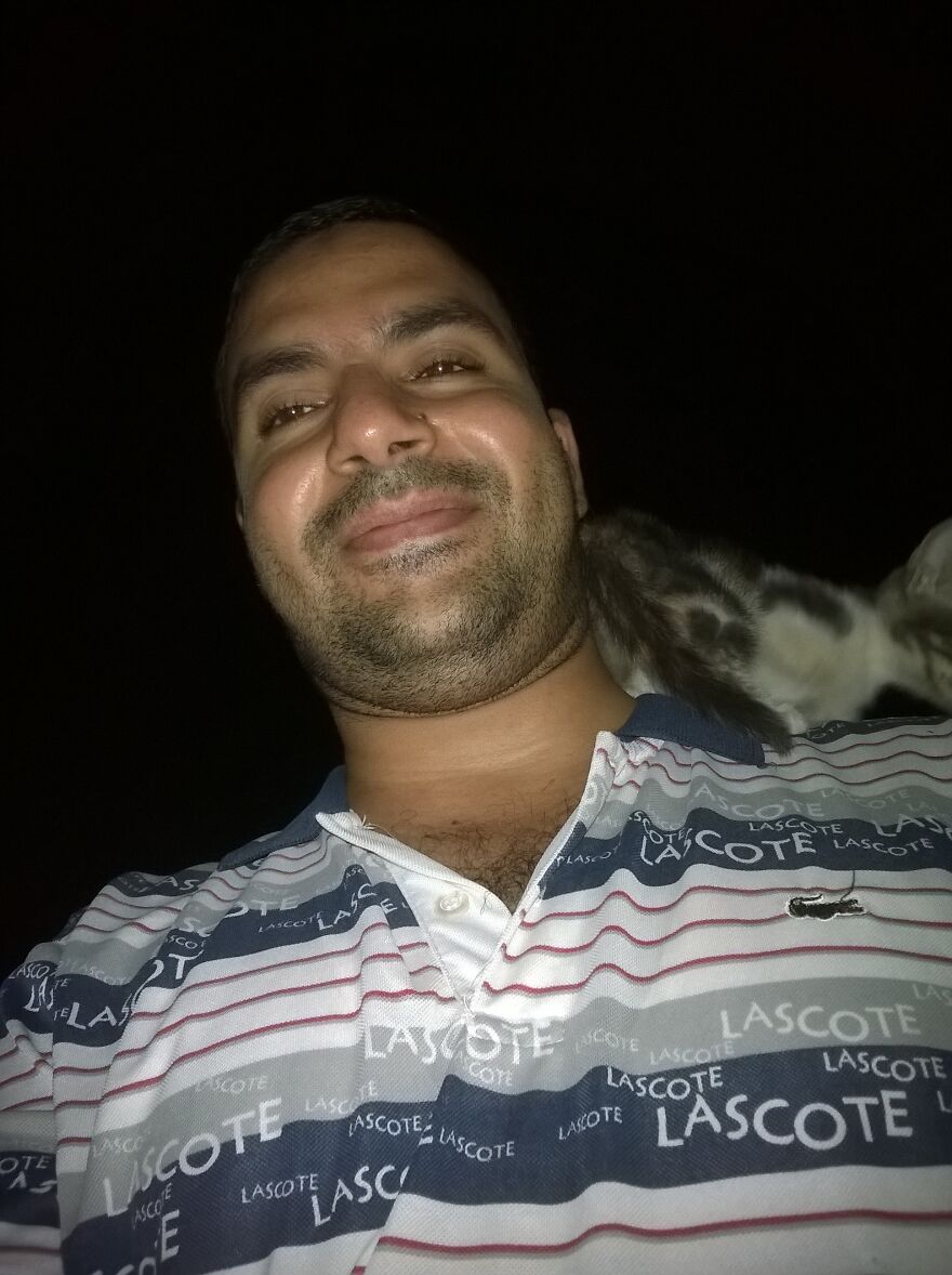 Me Playing With A Street Kitten While Fishing In Egypt.