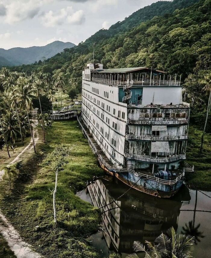 This Is A Ship Is Stranded On Koh Chang And Used To Be Bookable As Accommodation. Now It's Completely Deserted For Some Years Already And People Call It The 'Ghost Ship'