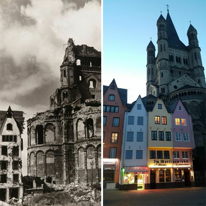 Church St. Martin In Cologne, Germany 1946 And 2021