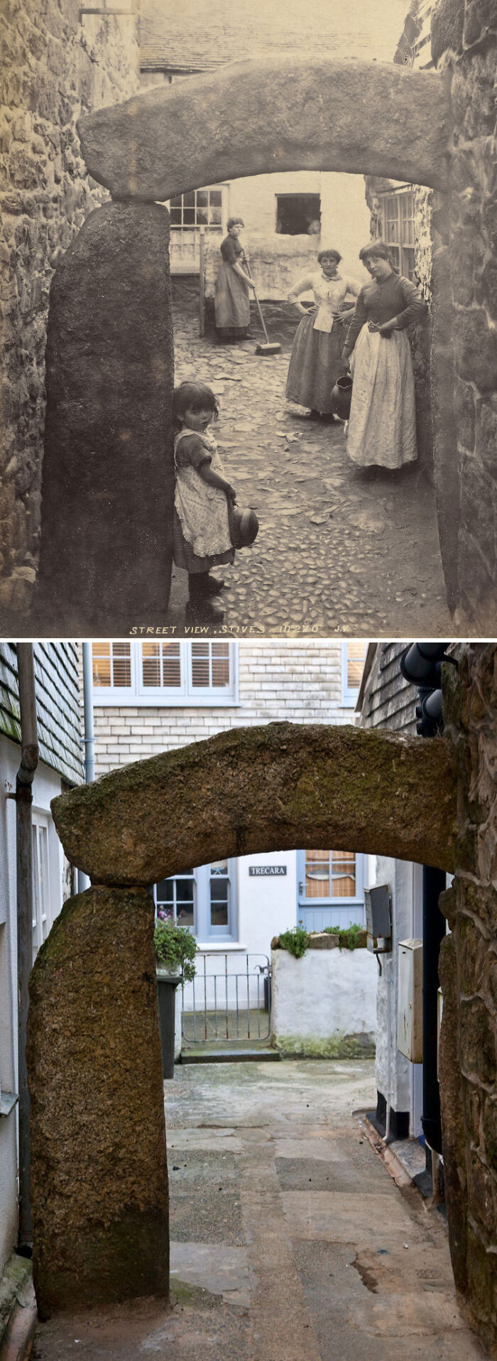 Hick's Court, St Ives, England - 1888 And Today