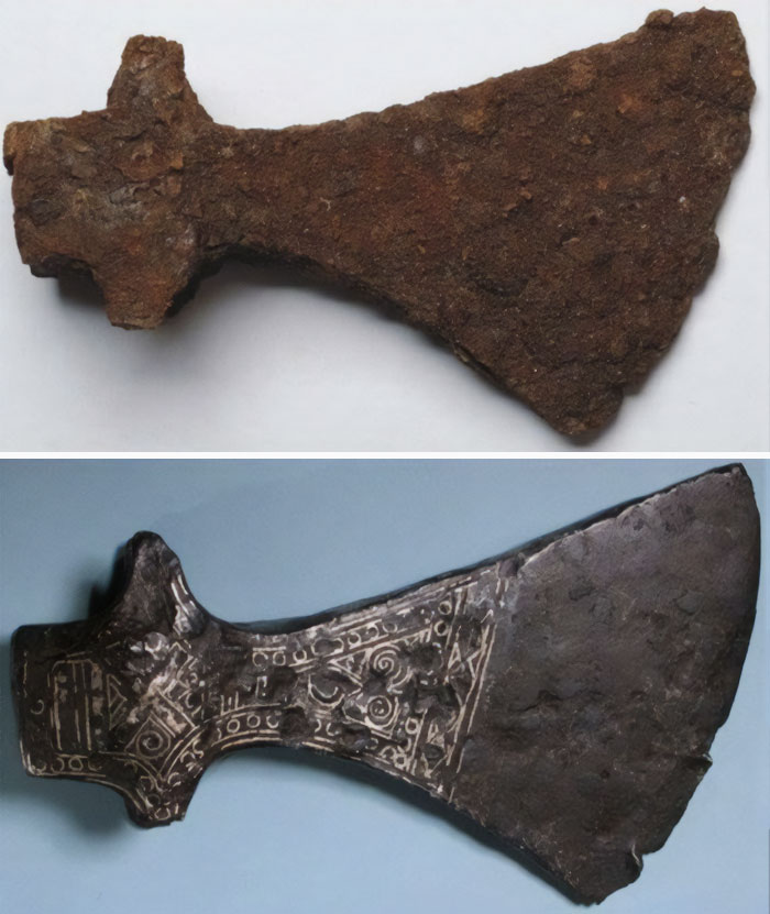 Viking Axe Before And After Restoration