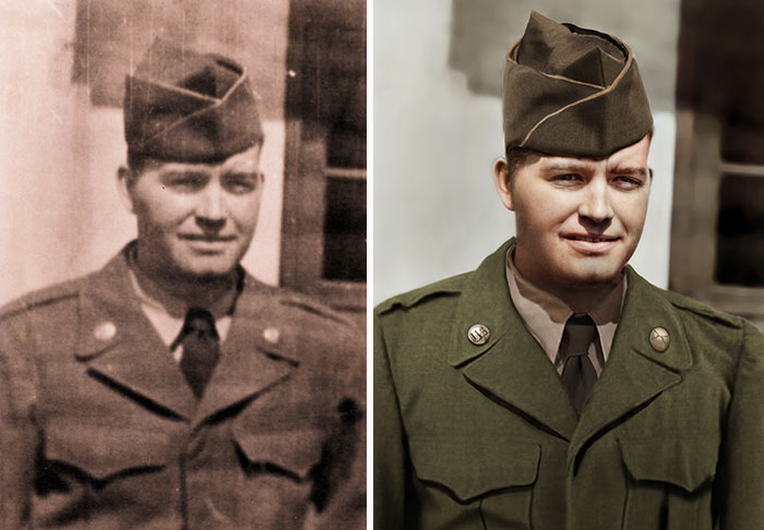 Before And After Edit For A Friend Who's Grandpa Served In The Us Army During The Korean War