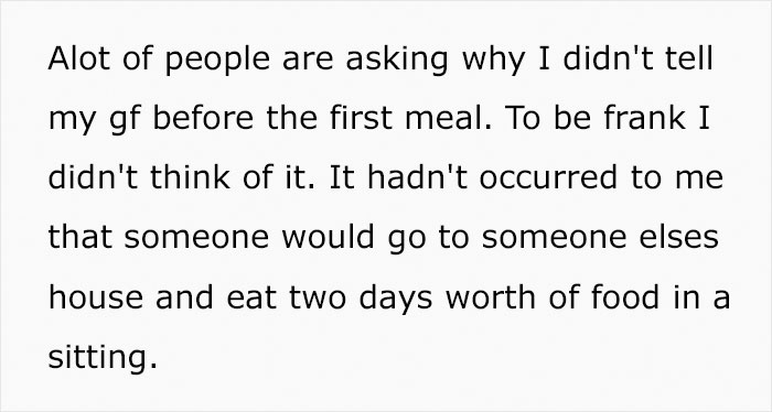 Guy Asks His Girlfriend Not To Eat So Much At His Grandma's House, Asks If He's In The Wrong After She Yells At Him Guy Asks His Girlfriend Not To Eat So Much At His Grandma's House, Asks If He's In The Wrong After She Yells At Him
