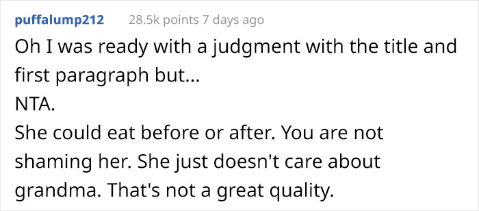 Guy Asks His Girlfriend Not To Eat So Much At His Grandma's House, Asks If He's In The Wrong After She Yells At Him Guy Asks His Girlfriend Not To Eat So Much At His Grandma's House, Asks If He's In The Wrong After She Yells At Him