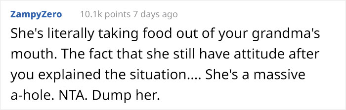 Guy Asks His Girlfriend Not To Eat So Much At His Grandma's House, Asks If He's In The Wrong After She Yells At Him Guy Asks His Girlfriend Not To Eat So Much At His Grandma's House, Asks If He's In The Wrong After She Yells At Him