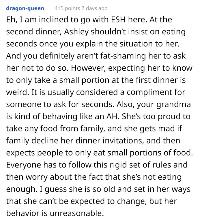Guy Asks His Girlfriend Not To Eat So Much At His Grandma's House, Asks If He's In The Wrong After She Yells At Him