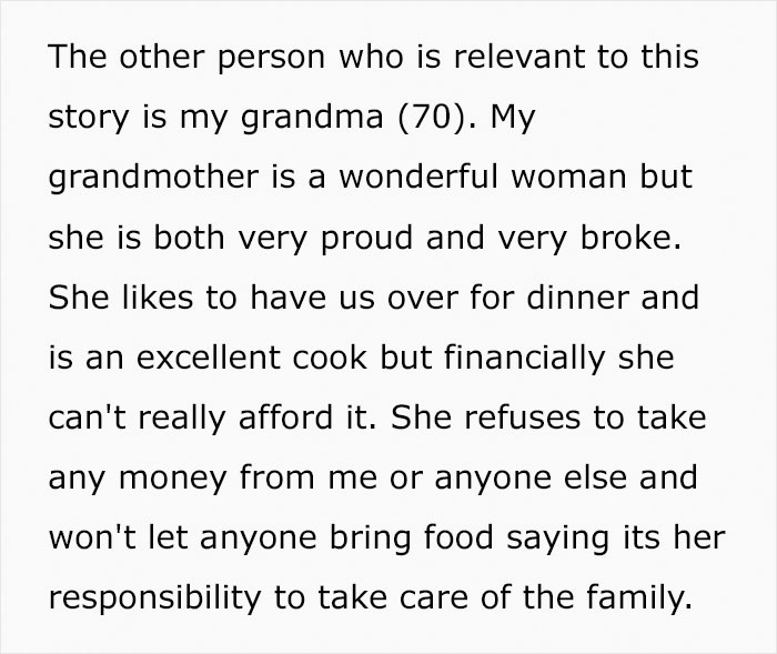 Guy Asks His Girlfriend Not To Eat So Much At His Grandma's House, Asks If He's In The Wrong After She Yells At Him Guy Asks His Girlfriend Not To Eat So Much At His Grandma's House, Asks If He's In The Wrong After She Yells At Him