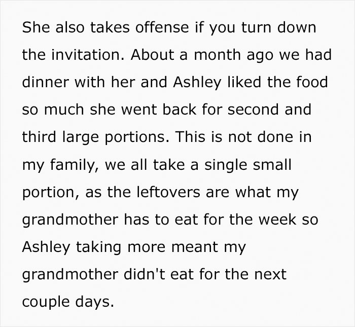 Guy Asks His Girlfriend Not To Eat So Much At His Grandma's House, Asks If He's In The Wrong After She Yells At Him Guy Asks His Girlfriend Not To Eat So Much At His Grandma's House, Asks If He's In The Wrong After She Yells At Him