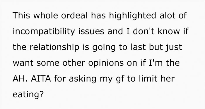 Guy Asks His Girlfriend Not To Eat So Much At His Grandma's House, Asks If He's In The Wrong After She Yells At Him Guy Asks His Girlfriend Not To Eat So Much At His Grandma's House, Asks If He's In The Wrong After She Yells At Him