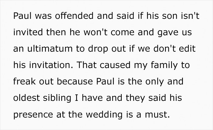 Bride’s Parents Refuse To Attend Her Child-Free Wedding Because She Wouldn’t Make An Exception For Her “Rainbow Baby” Nephew Bride’s Parents Refuse To Attend Her Child-Free Wedding Because She Wouldn’t Make An Exception For Her “Rainbow Baby” Nephew