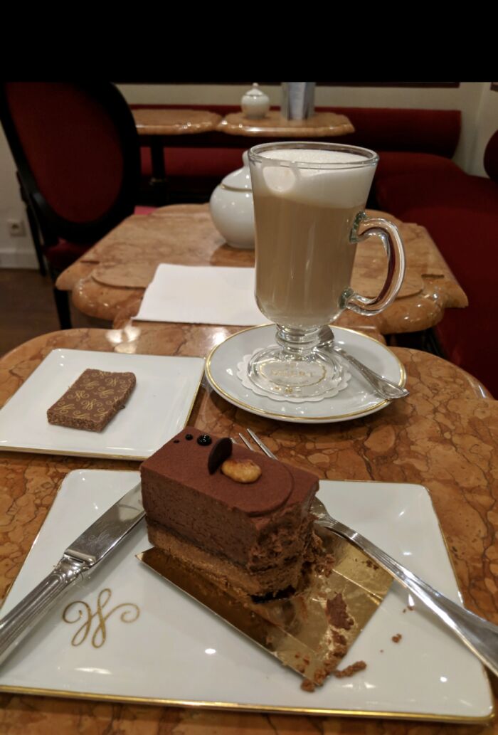 Coffee And An Amazing Chocolate Pastry In Brussels.