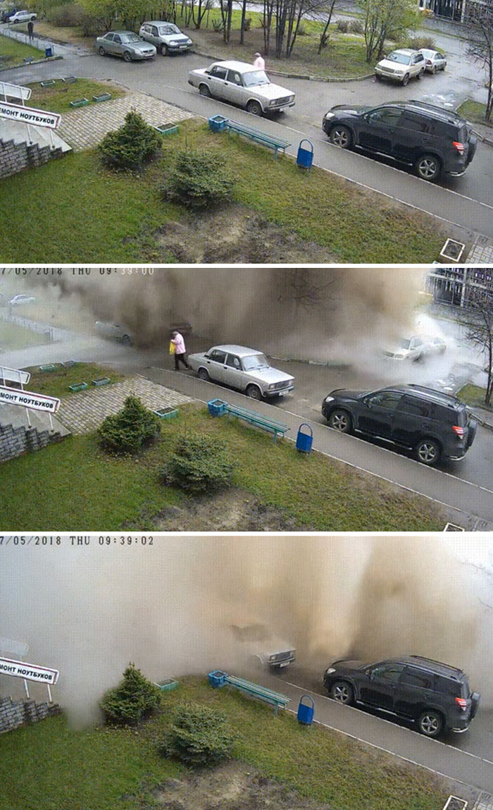 Sewer Main Exploding Drenches A Grandma And Floods A Street