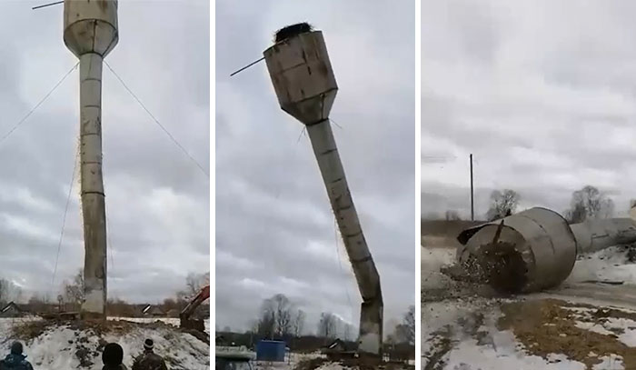 Fixing The Old Water Tower Didn't Go Well. Russia, Feb'21