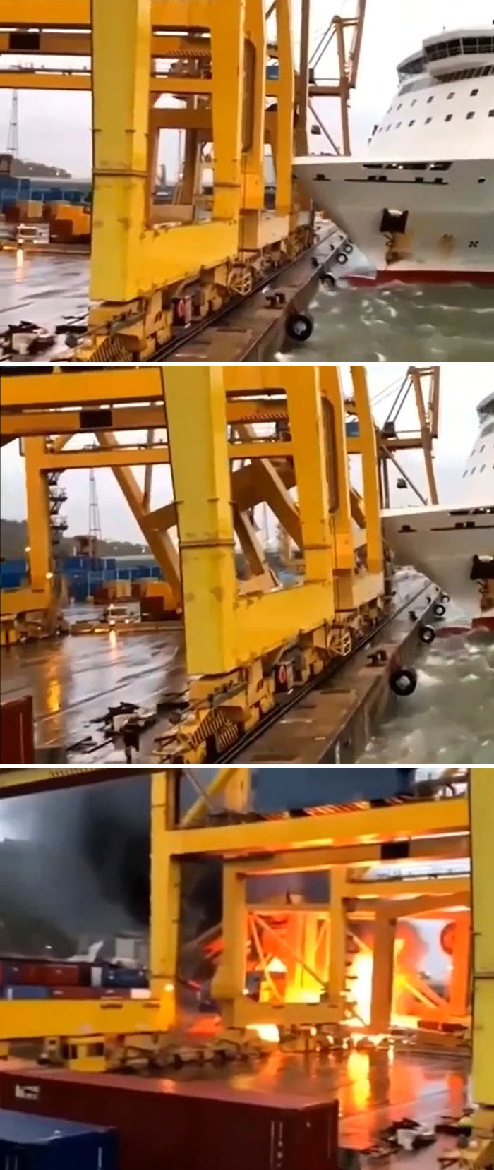 Ferry Crashes Into A Loading Dock In Barcelona Causing A Fire