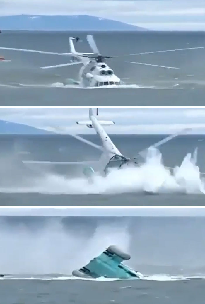 Russian Mi-14 Struggles During A Water Takeoff And Ends Up Shattering Its Rotors