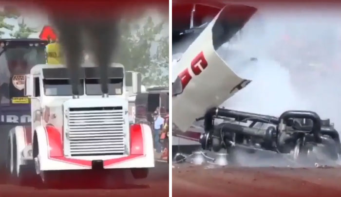 Truck Puts Too Much Torque Into Its Engine, Causing It To Explode Out Of The Frame