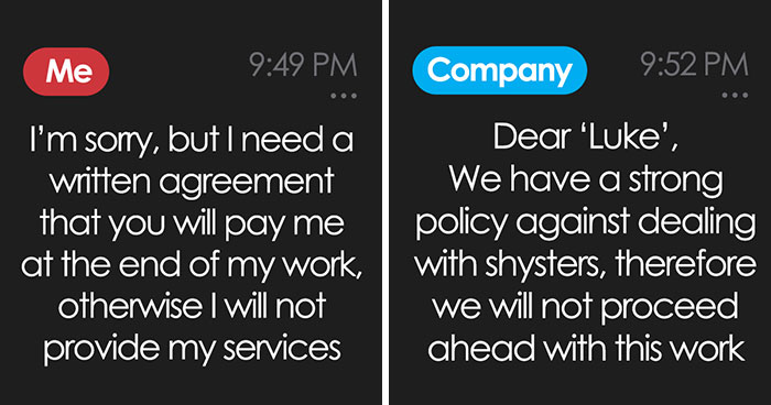 Company Is Trying To Scam Freelancer Into Working For Free But He Is Having None Of It, They Get Mad